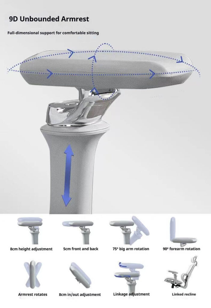 9D Unbounded Adjustable Armrest Ergonomic Office Chair - Full-Dimensional Support for Corporate Employees