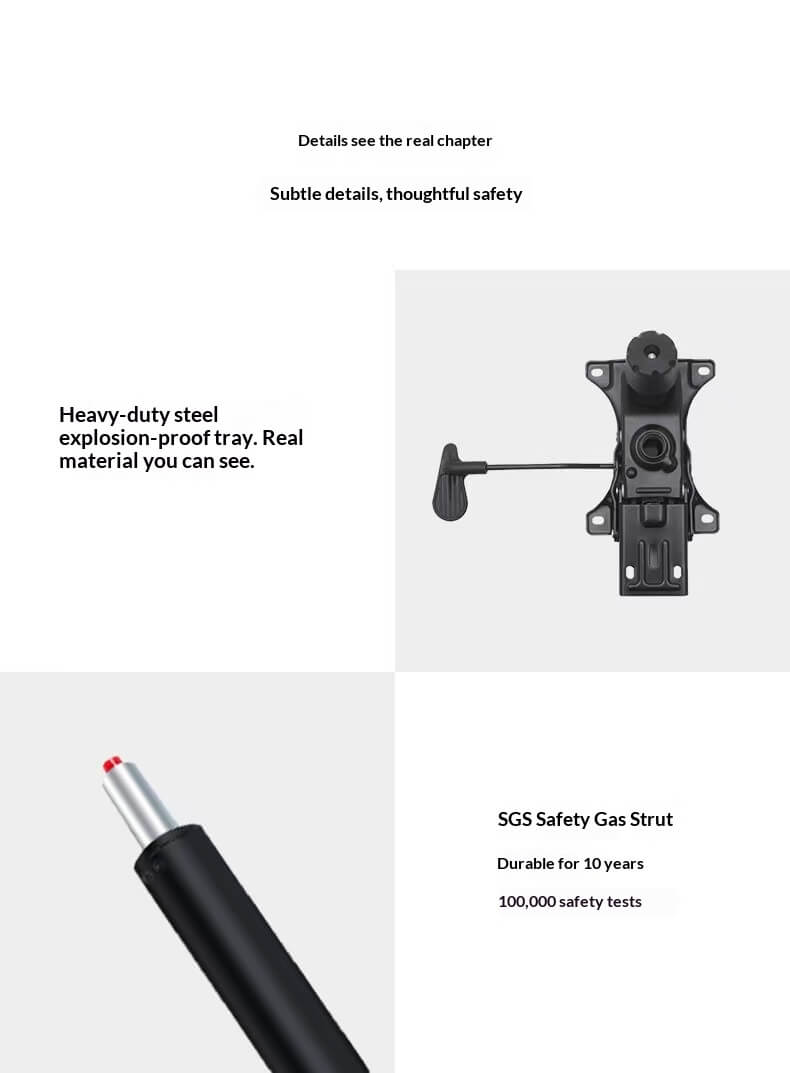 Heavy-Duty Steel Explosion-Proof Tray SGS Safety Gas Strut Ergonomic Office Chair Components - 10-Year Durability 100000 Safety Tests