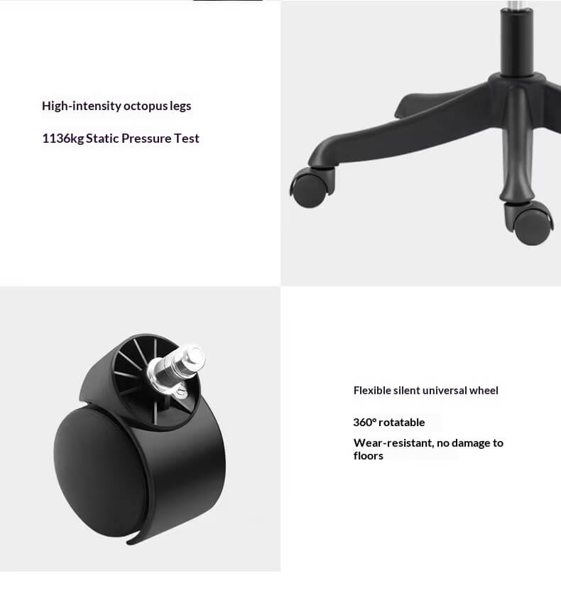 High-intensity Octopus Legs Ergonomic Office Chair Component - 1136kg Static Pressure Test Flexible Silent Universal Wheel for Corporate Floors