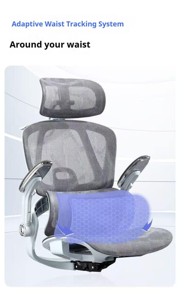 Adaptive Waist Tracking System Ergonomic Office Chair - Wrap-Around Lumbar Support for Corporate Long-Sitting