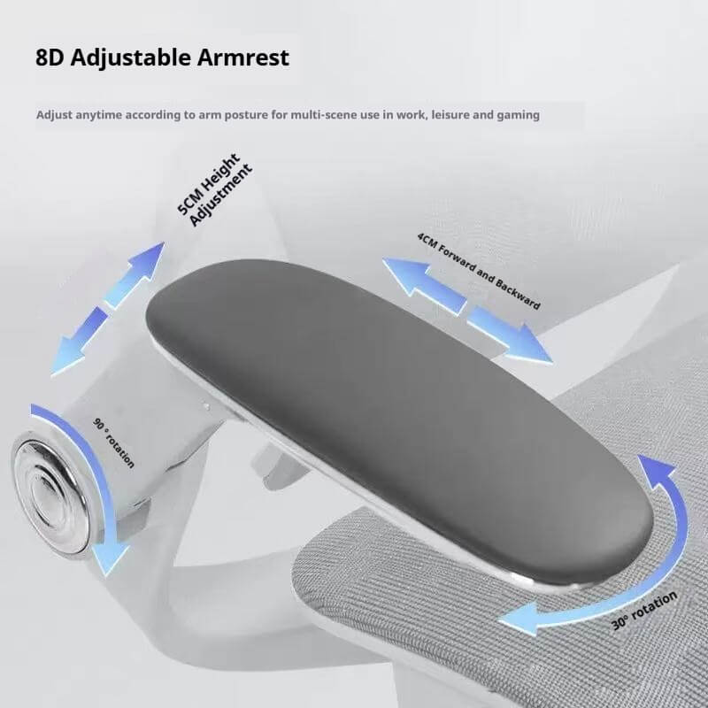 8D Adjustable Armrest Ergonomic Office Chair - Multi-Scene Support for Corporate Work/Leisure/Gaming