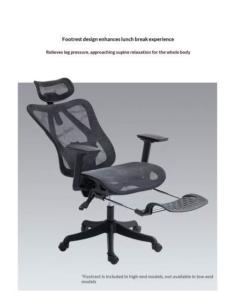 Footrest-Equipped Ergonomic Office Chair - Enhance Corporate Lunch Break Experience (High-End Models Only)