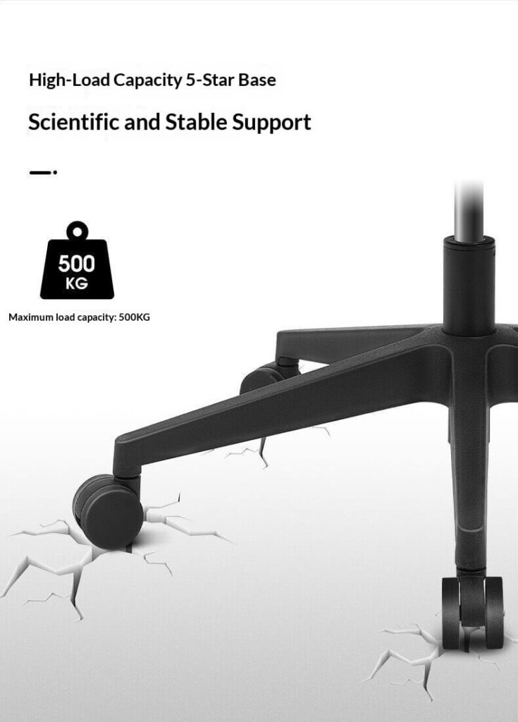 High-Load 5-Star Base Ergonomic Office Chair - 500KG Maximum Capacity for Corporate Durability