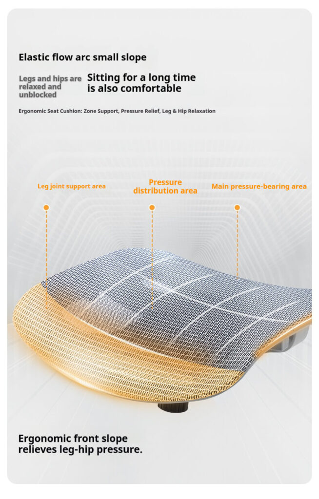 Elastic Flow Arc Seat Ergonomic Office Chair - Leg & Hip Pressure Relief for Corporate Employees