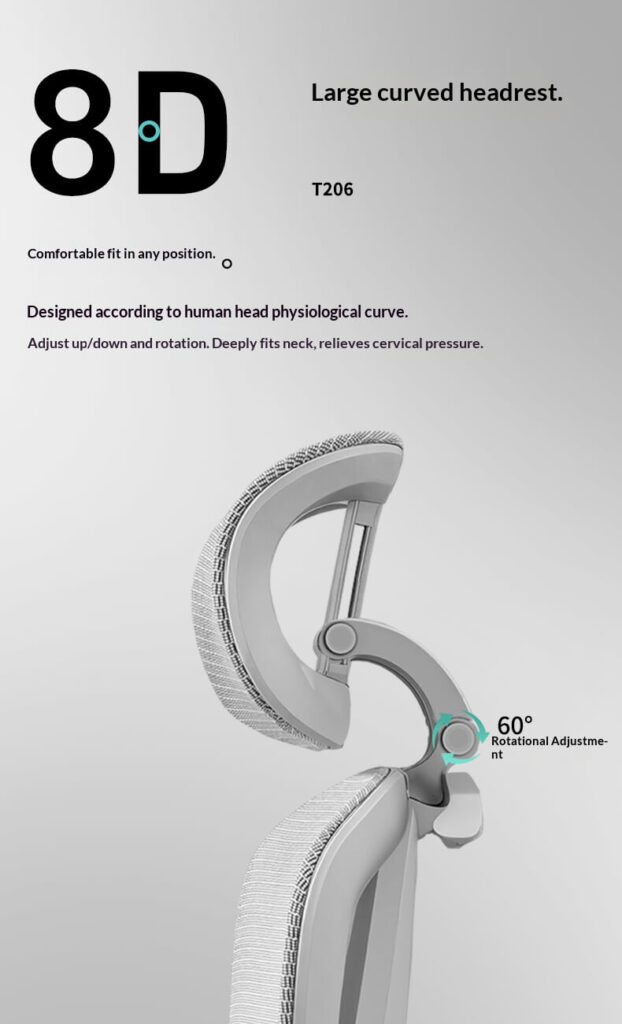 8D Large Curved Headrest Ergonomic Office Chair - Human Physiological Curve Design for Corporate Cervical Relief
