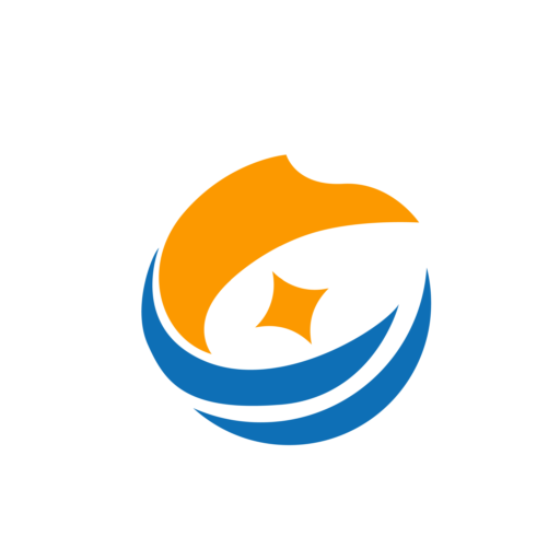 Dynamic Corporate Brand Logo - Orange & Blue Curved Design with Star Element for Business Identity