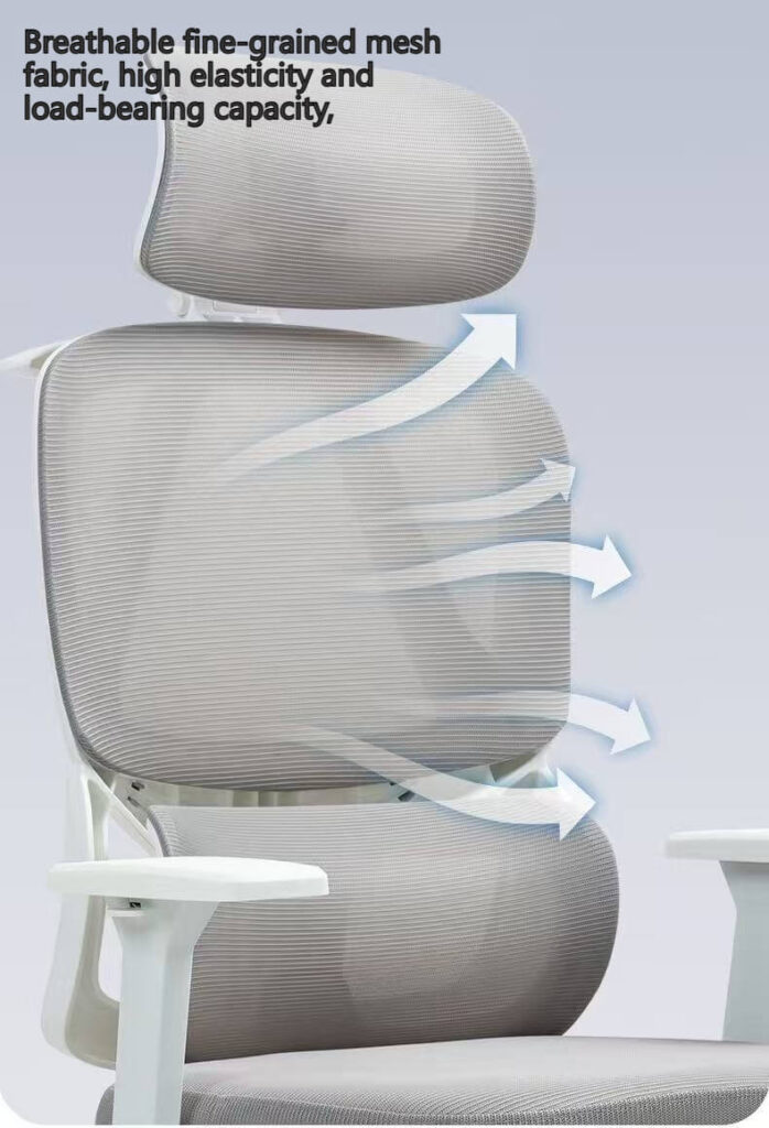 Breathable Fine-Grained Mesh Ergonomic Office Chair - High Elasticity Load-Bearing for Corporate Long-Sitting
