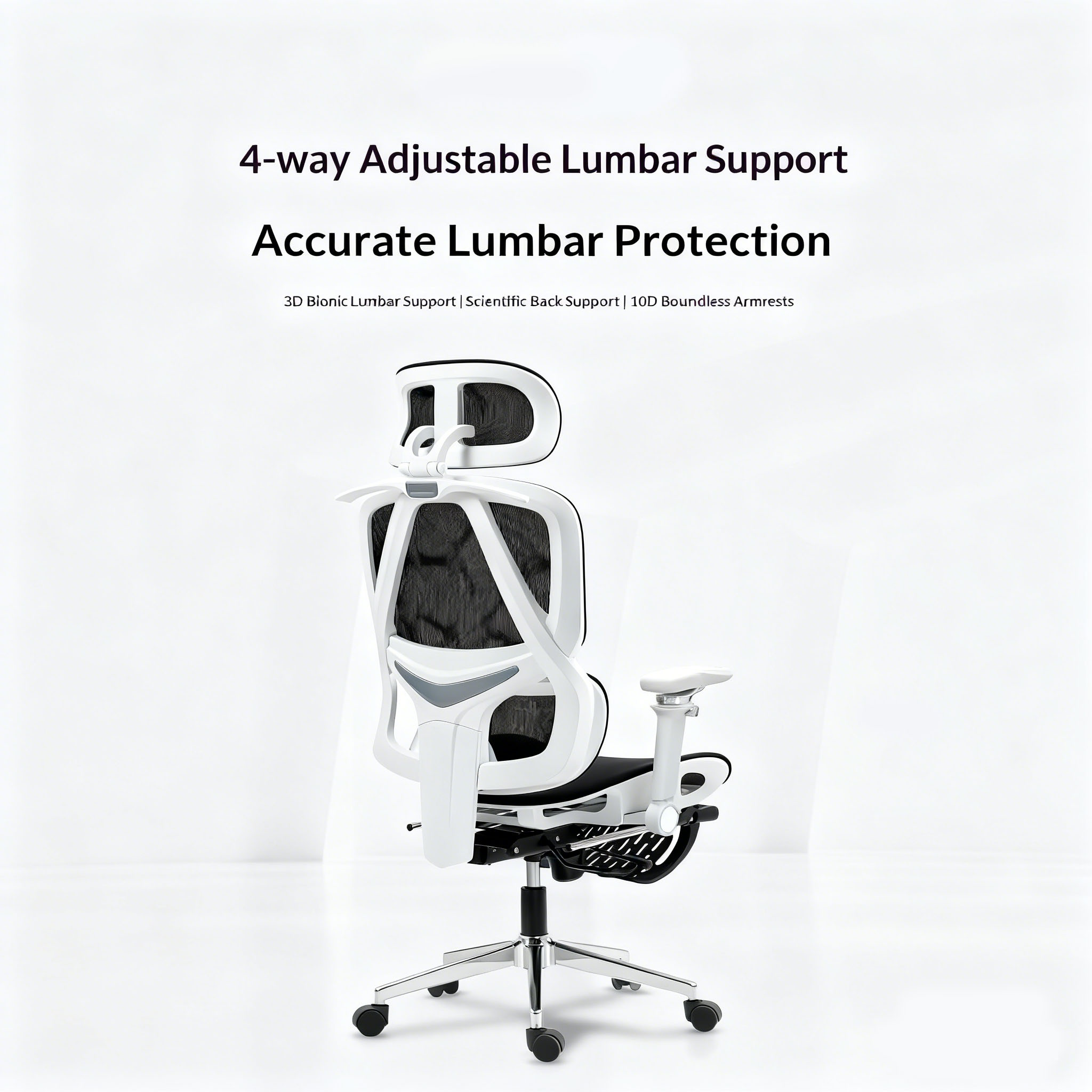 Uranzen T206 4-Way Adjustable Lumbar Support Ergonomic Office Chair - 3D Bionic Lumbar 10D Armrest for Corporate Precise Back Protection