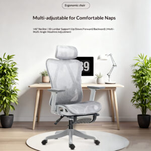 Multi-Adjustable Ergonomic Office Chair for Comfortable Naps - 145° Recline 3D Lumbar Support for Corporate Work Breaks