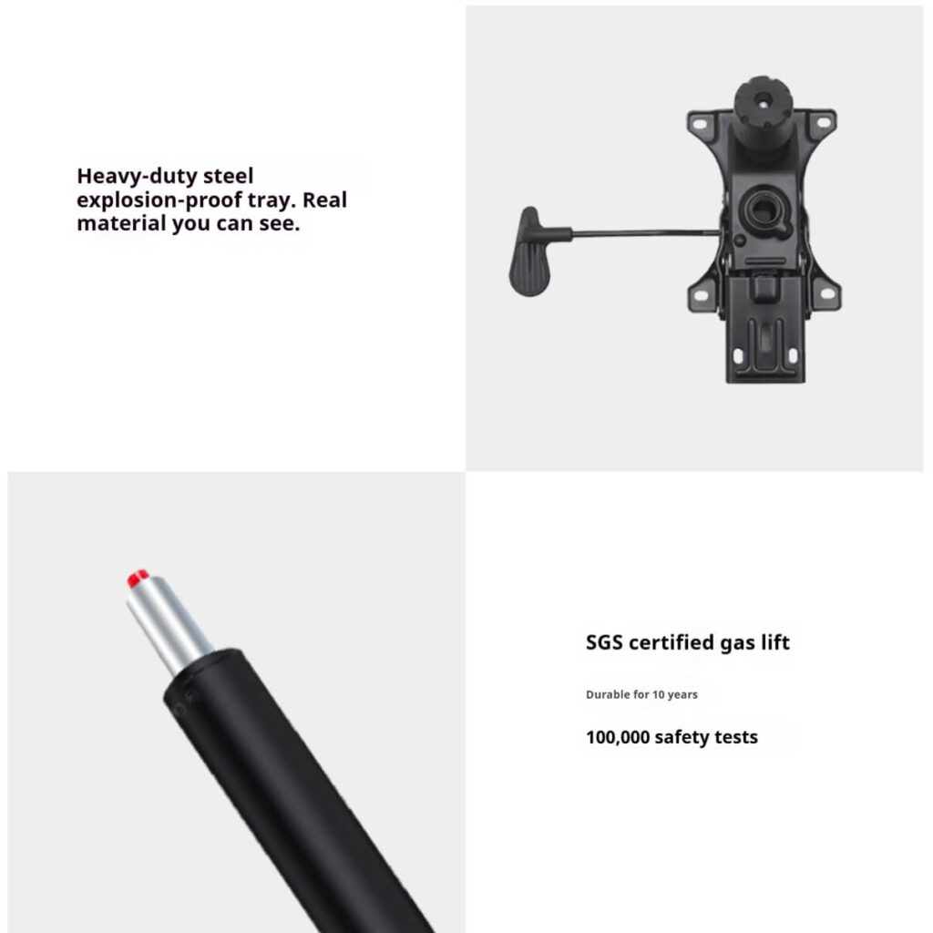 Heavy-Duty Steel Tray & SGS Certified Gas Lift Ergonomic Office Chair - 10-Year Durability
