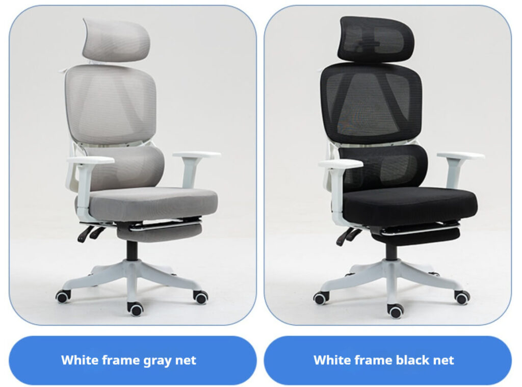 White Frame Gray/Black Mesh Ergonomic Office Chair - Versatile Color Options for Corporate Workspaces