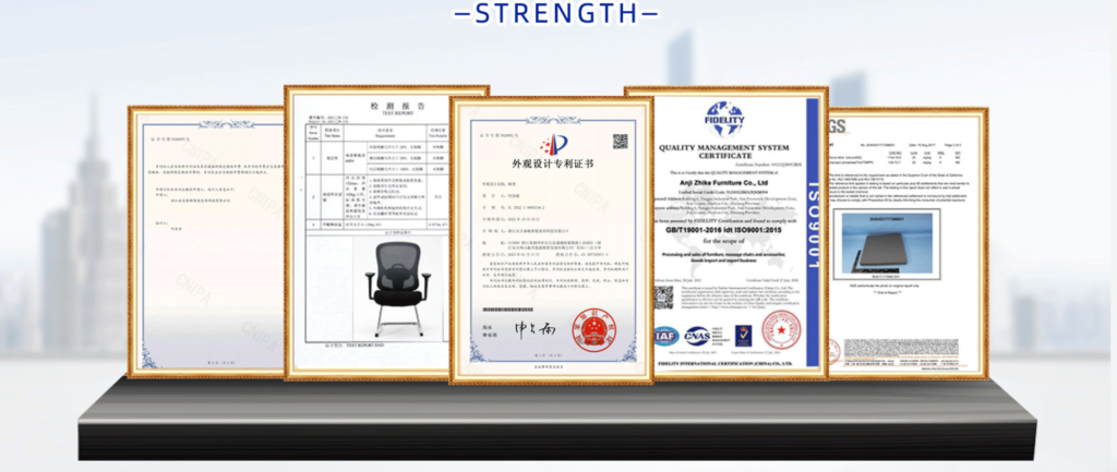 Office Chair Qualification Certificates - Appearance Patent ISO9001 SGS Certification for Corporate Compliance