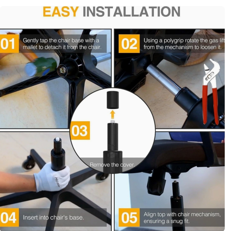 OEM Class-4 Pneumatic Lifting Column | TUV-Certified Gas Spring System for Commercial Seating - 图片 5