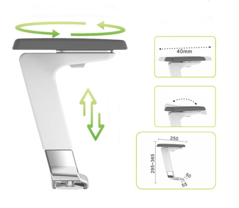 OEM 4D Kinematic Armrest Assemblies | Slotted Retrofit Pylons for Commercial Seating - 图片 7