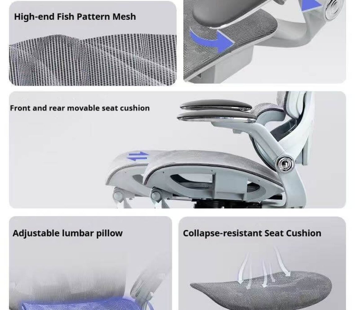 9 Major Technological Innovations Ergonomic Office Chair - 8D Headrest/Armrest, Waist Tracking & 135° Recline